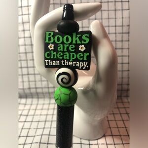 Books are Cheaper than Therapy - Custom Ink Pen - Black